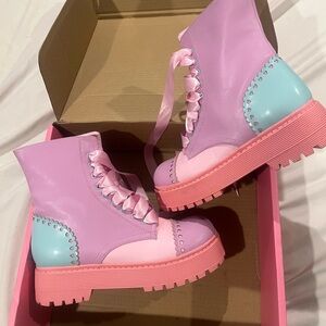 Sugar Thrillz Bubblegum Party combat Boots